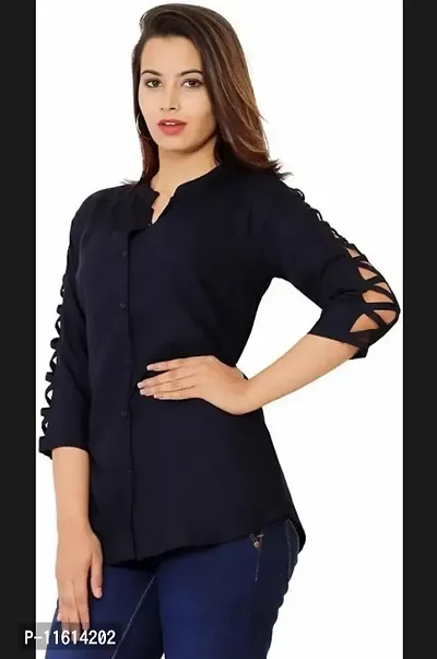 Women Rayon Solid Shirt Top-thumb2