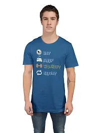 ViShubh Eat, Sleep, Workout, Repeat, (BG Blue and Yellow), Round Neck Gym Tshirt (Blue Tshirt) - Clothes for Gym Lovers - Suitable for Gym Going Person-thumb4