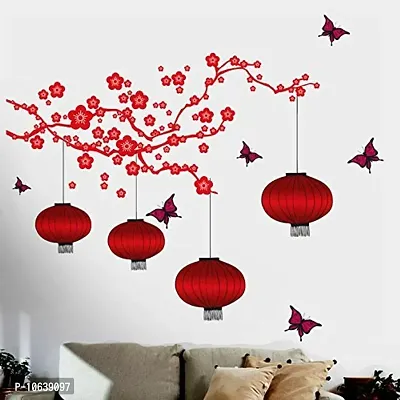 Decals Design 'Chinese Lamps in Double Sheet' Wall Sticker (PVC Vinyl, 90 cm x 60 cm, Multicolour)-thumb0