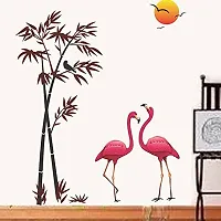 Decals Design 'Flamingos and Bamboo at Sunset' Wall Sticker (PVC Vinyl, 90 cm x 60 cm, Multicolour)-thumb4