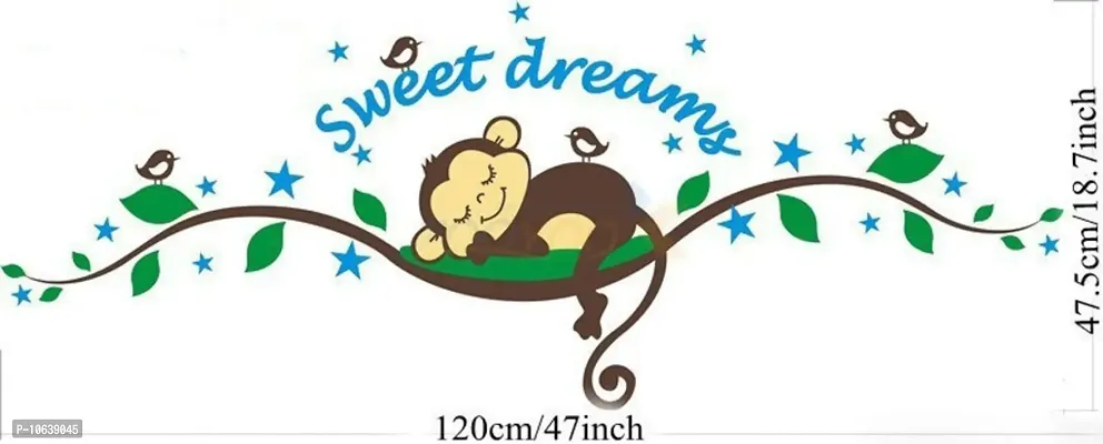 Decals Design StickersKart Wall Stickers Sweet Dreams Sleeping Monkey Nursery (Multi-Colour)-thumb5