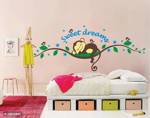 Decals Design StickersKart Wall Stickers Sweet Dreams Sleeping Monkey Nursery (Multi-Colour)-thumb3