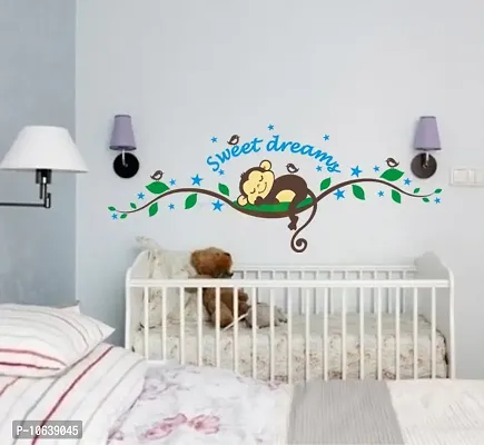 Decals Design StickersKart Wall Stickers Sweet Dreams Sleeping Monkey Nursery (Multi-Colour)-thumb4