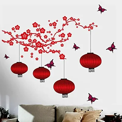 Decals Design 'Chinese Lamps in Double Sheet' Wall Sticker (PVC Vinyl, 90 cm x 60 cm, Multicolour)