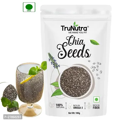 TruNutra _Chia Seeds For Weight Loss | Filled With Fiber  Zinc Rich Diet | 100% Natural Chia Seeds 100gm (Mini Pouch)