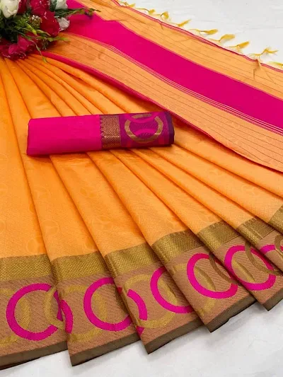 Alluring Cotton Silk Jacquard Saree with Sequence Running Blouse