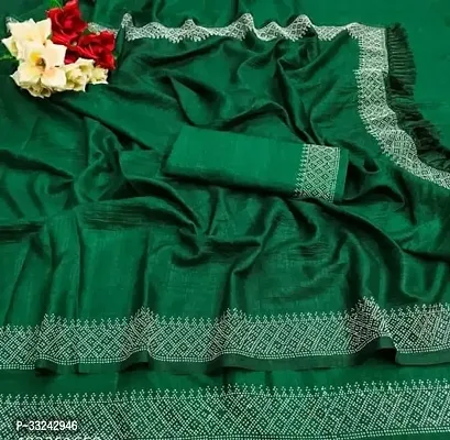 Stylish Green Georgette Saree With Blouse Piece For Women-thumb0