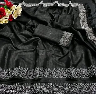 Stylish Black Georgette Saree With Blouse Piece For Women-thumb0