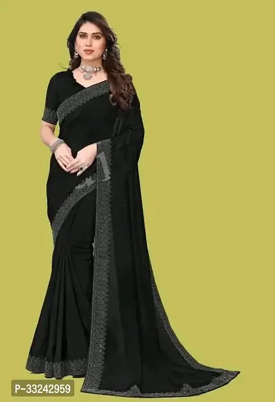 Stylish Black Georgette Saree With Blouse Piece For Women-thumb0