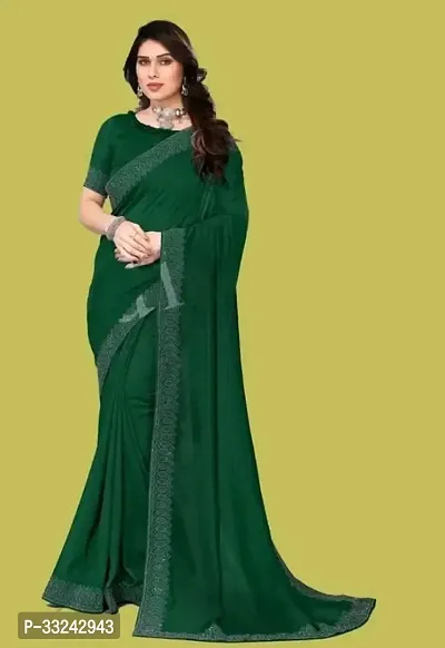 Stylish Green Georgette Saree With Blouse Piece For Women-thumb0