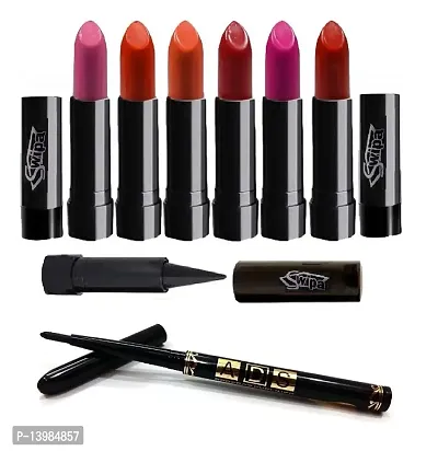 SWIPA moisturizing Lipstick(Pack Of-6) Kajal,Black Eyeliner Pencil