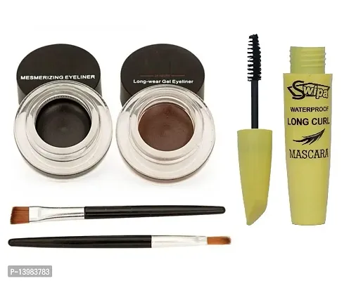 SWIPA Mascara,Black And Brown Gel Eyeliner(Pack Of-2)