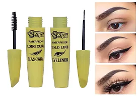 SWIPA Eye Makeup Kit - Waterproof eyeliner gel Black  Brown With 2 Brush Eyeliner Mascara 36hrs Eyeliner Pen Kajal 6 Pcs Multicolor Eyeliner-thumb3