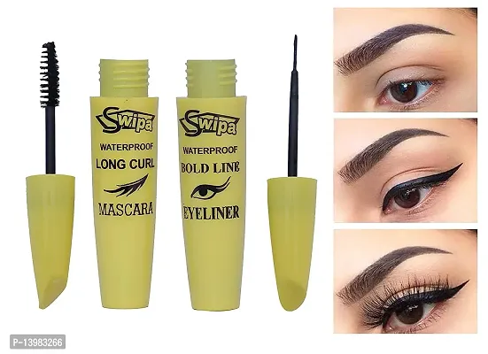 SWIPA Eye Makeup Kit - Waterproof eyeliner gel Black  Brown With 2 Brush Eyeliner Mascara 36hrs Eyeliner Pen Kajal 6 Pcs Multicolor Eyeliner-thumb4