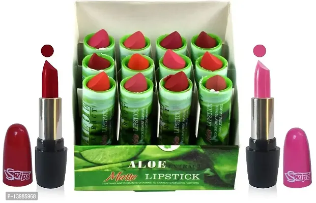 SWIPA Pink Red And Aloe Vera Matte Lipstick(Pack Of-14)