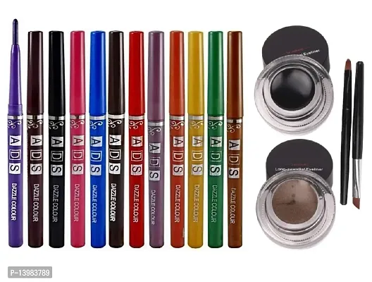 SWIPA Black And Brown Gel Eyeliner,12Pcs Dazzle Eyeliner Multi Colour(50gm)-thumb0