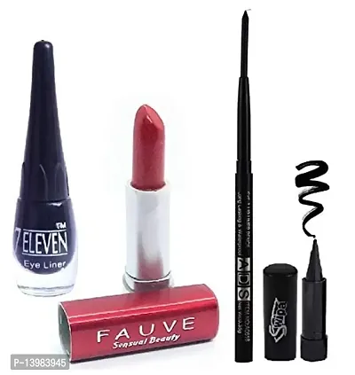 SWIPA Eye/Lip Makeup Combo(Liquid Eyeliner,1Pcs Kajal,1Pcs Lipstick,Pcs Eye/Lipliner Pencil)-thumb0