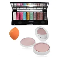 SWIPA 2in1 Compact Powder,10 Color Eyeshadow,Pink Red Lipstick,36hrs Eyeliner Pen,Foundation(60ml),Mascara,Face Puff,Kajal(Pack Of-9)-thumb1