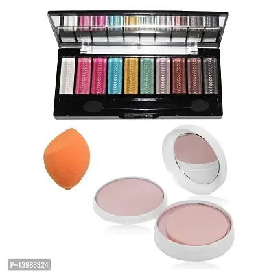 SWIPA 2in1 Compact Powder,10 Color Eyeshadow,Pink Red Lipstick,36hrs Eyeliner Pen,Foundation(60ml),Mascara,Face Puff,Kajal(Pack Of-9)-thumb2