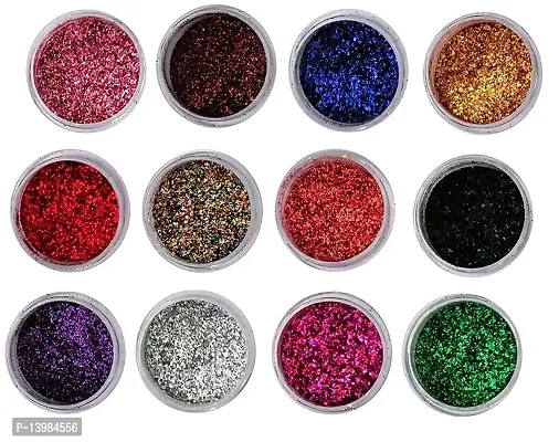 SWIPA Multicolor Eyeshadow Glitter Powder (Eyes + Face) Pack Of-12-thumb2