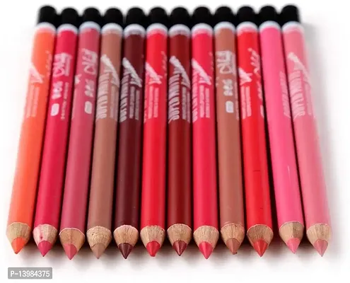 SWIPA Super Matte Lip Liner Pencil - Set of 12, Multicolour