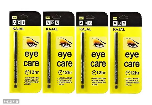 RKR ADS Eyecare Kajal Pencil - Kajal for Eye Waterproof Black Combo Pack Colossal Super Black Colour (Pack of four)