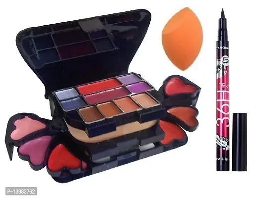 SWIPA Color Series Makeup Kit 8 Eyeshadow, 1 Power Cake, 8 Lip Color, 2 Blusher,Puff,36hrs Eyeliner