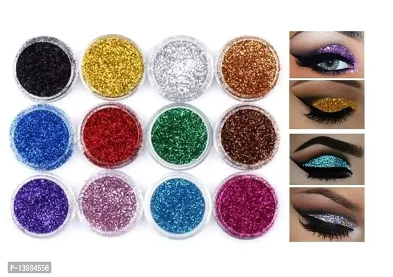 SWIPA Multicolor Eyeshadow Glitter Powder (Eyes + Face) Pack Of-12