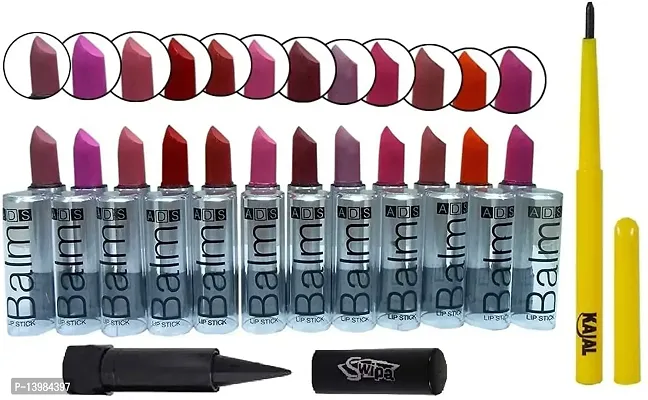 SWIPA Kajal,12Combo Balm Matte Lipstick,Colossal Kajal(Pack Of-14)-thumb0