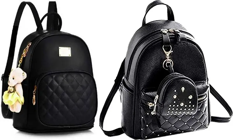 Stylish PU Backpack For Women Combo Of 2