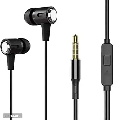 Stylish Black In-ear With Microphone Wired - 3.5 MM Single Pin Headphones