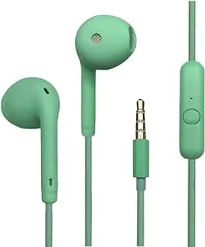 Stylish Green In-ear With Microphone Wired - 3.5 MM Single Pin Headphones