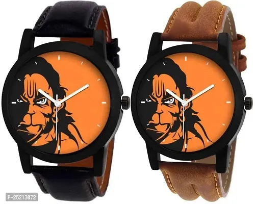 Green Scapper Brown Hanuman Leather Strap Analog Watch for Boys  Girls-thumb0
