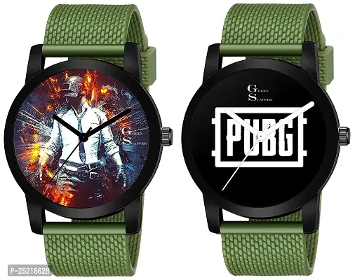 Green Scapper Green Color Wrist Watch Unique PUBG-AAPNA TIME AAYEGA-Avenger Series Pack of 2 Analog Watch for Girls  BOYS-2996 (Multicolour 2)-thumb0