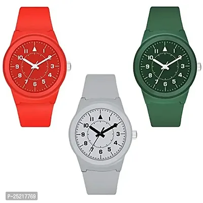 Green Scapper Multicolor Rubber Strap Analog Watch Pack of 3 for Boys  Men-6102
