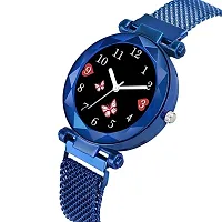 Green Scapper Presents Luxury Multicolor Butterfly Dial Magnet Strap Analog Watch for Girls or Women with Bracelet -2605 (Blue)-thumb1