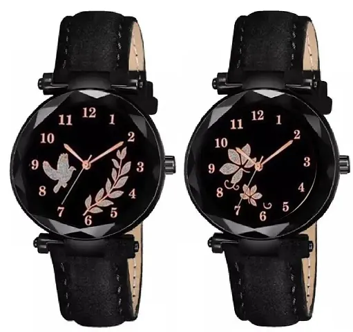 Scapper Luxury Pack of 2 Analog Watch for Women-8150 (Black 4)