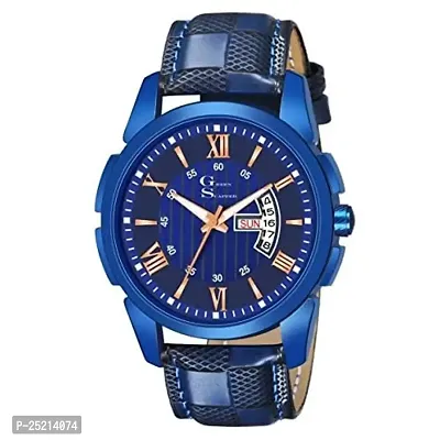 Green Scapper NH-2591 Blue Leather Strap Professional Day  Date Display Analog Watch - for Men