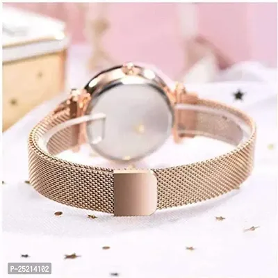 Green Scapper Rose-Gold Magnet Metal Strap Analog Watch for Girls  Women -7422-thumb3