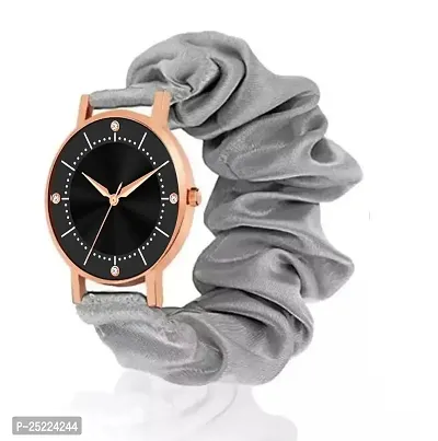 Green Scapper Luxury Ribin Scrunchie Analog Watch for Women-2526 (Grey)