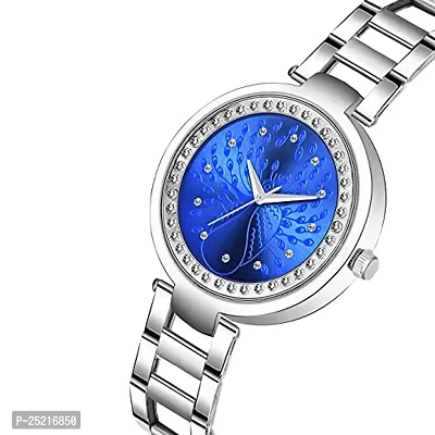 Green Scapper Blue Dial Metal Strap Analogue Girls' Watch with Bracelet-0453 (Rose Gold)-thumb2