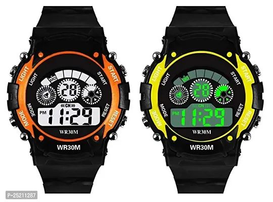 Black LED Rubber Strap Digital Watch Pack of 2 for Boys  Girls -7400-thumb0