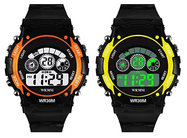 LED Rubber Strap Digital Watch Pack of 2 for Boys Girls -7400