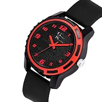 GREEN SCAPPER Luxury Black Leather Strap Smart Look Watch Fast Selling Track Designer Professional Analog Waterproof Watch for Men-Boys Women (Red)-thumb3