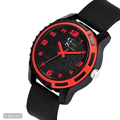 GREEN SCAPPER Luxury Black Leather Strap Smart Look Watch Fast Selling Track Designer Professional Analog Waterproof Watch for Men-Boys Women (Red)-thumb4