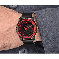 GREEN SCAPPER Luxury Black Leather Strap Smart Look Watch Fast Selling Track Designer Professional Analog Waterproof Watch for Men-Boys Women (Red)-thumb2