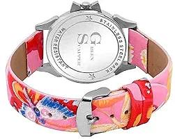 Green Scapper Multicolor Leather Strap Analog Watch for Girl's  Women?s-3066 (Pink)-thumb2