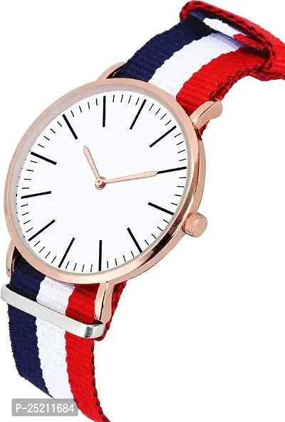 Green Scapper Analogue White Dial Multicolor Fabric Stripe Fashion Men's  Women's Wrist Watch-7220-thumb3