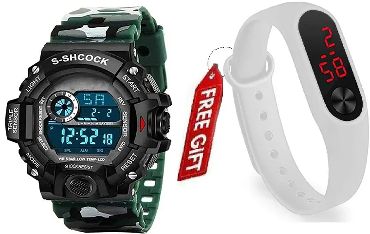 Green Scapper Multicolor Army Digital Watches Pack of 2 for Boys & Mens-3599