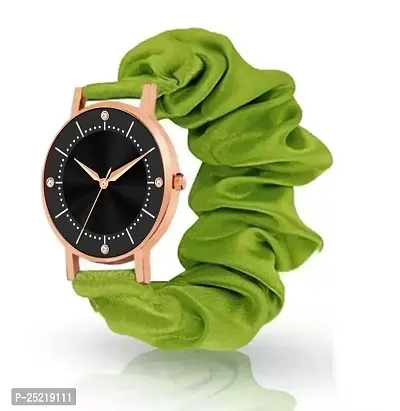 Green Scapper Luxury Ribin Scrunchie Analog Watch for Women-2526 (Green)